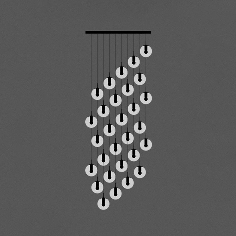 Black Globe Pendelleuchte einfache Cremeglas Multiple hängende Licht für Treppen