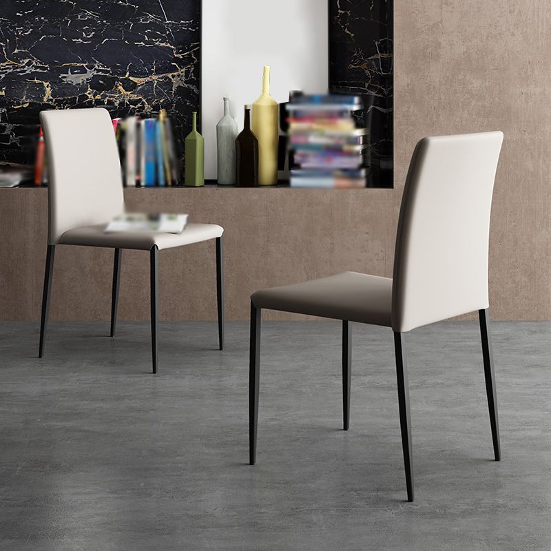 Silla de comedor de estilo moderno, sillas laterales sin brazos con patas de metal para cocina