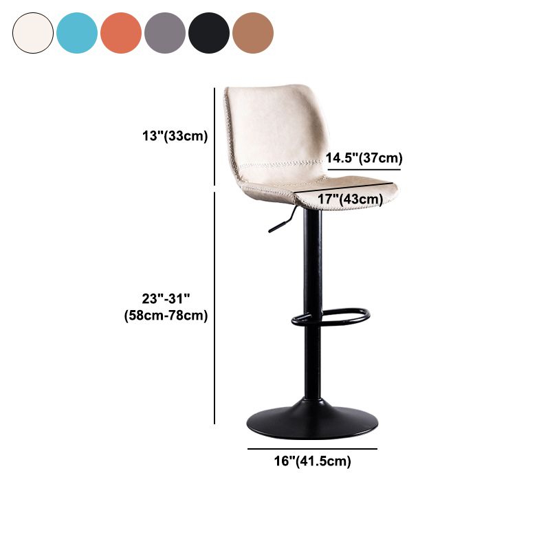 Rotating Leather Seat Barstool Nordic Style Black Pedestal Bar Stool for Dining Room