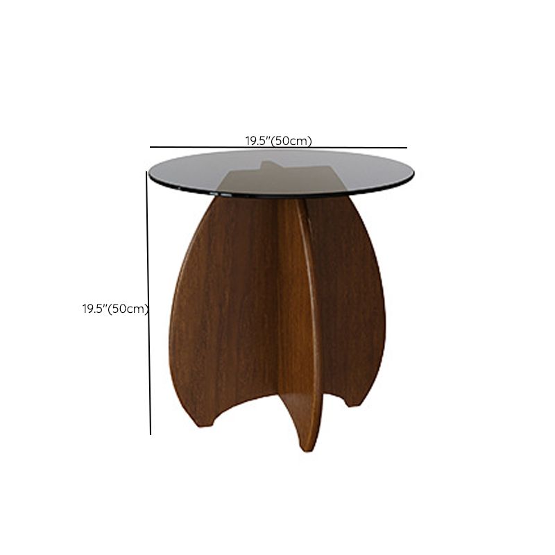 Round Shape Glass End Table Modern Home Sofa Side Table in Black