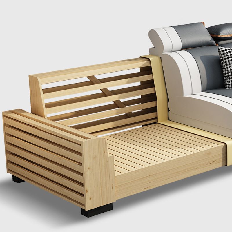 Grey Pillowed Back Cushions Furniture Sectionals with Pillows