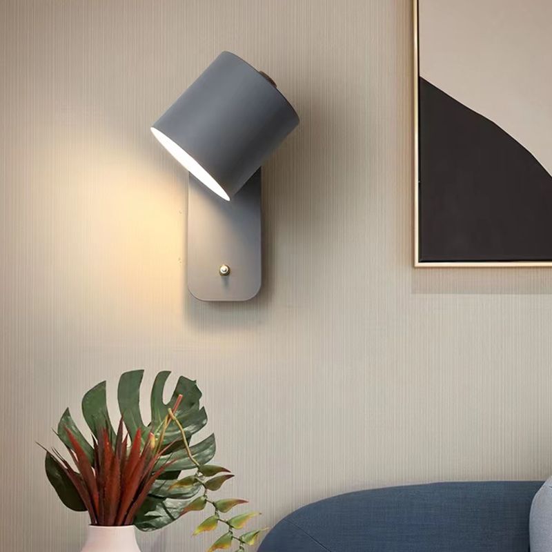 Nordic Style Iron Wall Light Cylinder Shape Rotatable Wall Lamp for Living Room