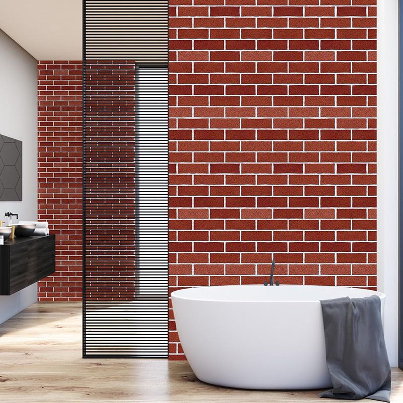 Clean Brick Peel Off Wallpaper Roll for Kitchen Bar, Red, 10' L x 15.7" W, 1 Piece