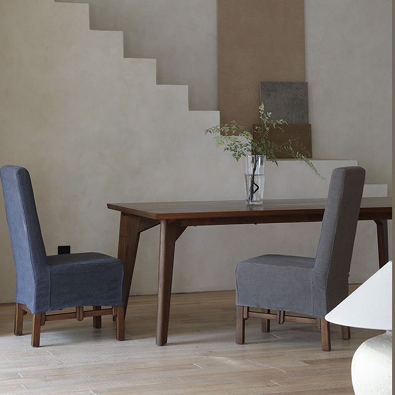 Rectangle Brown Base Dining Table Modern Pine Wood Table for Living Room