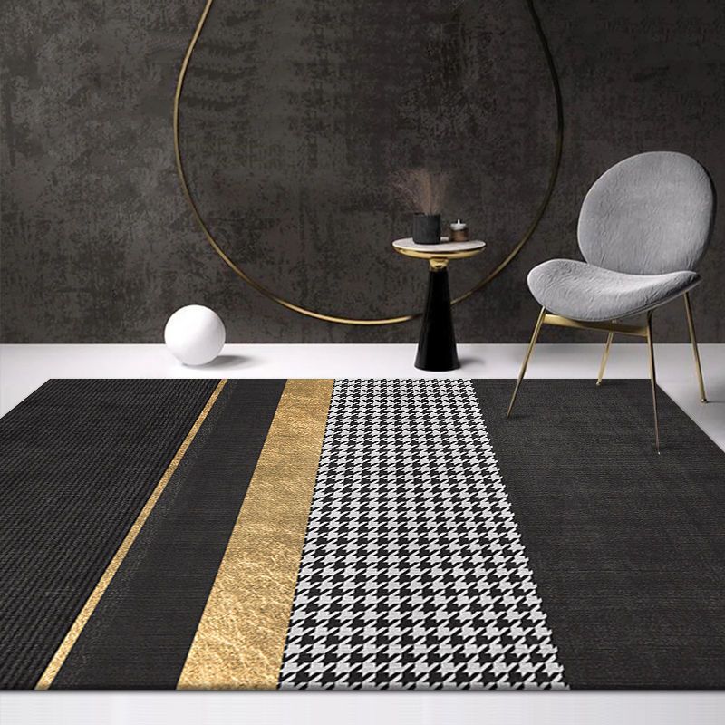 Simple Geometric Rug Indoor Polyester Rug Easy Clean Rug for Living Room and Bedroom
