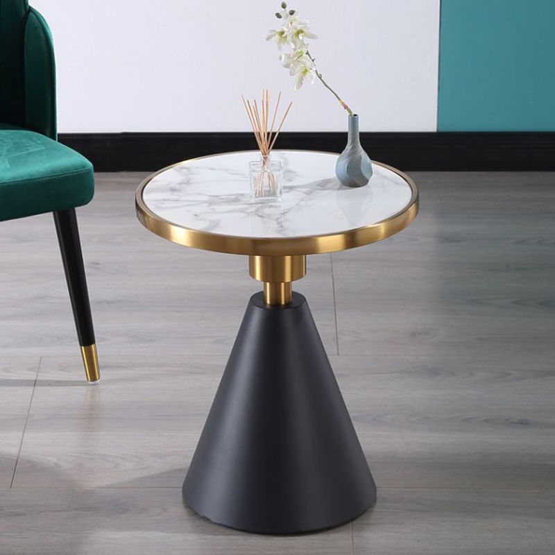 Pedestal Base Design Cocktail Table Marble Table Round Coffee Table with Metal Base