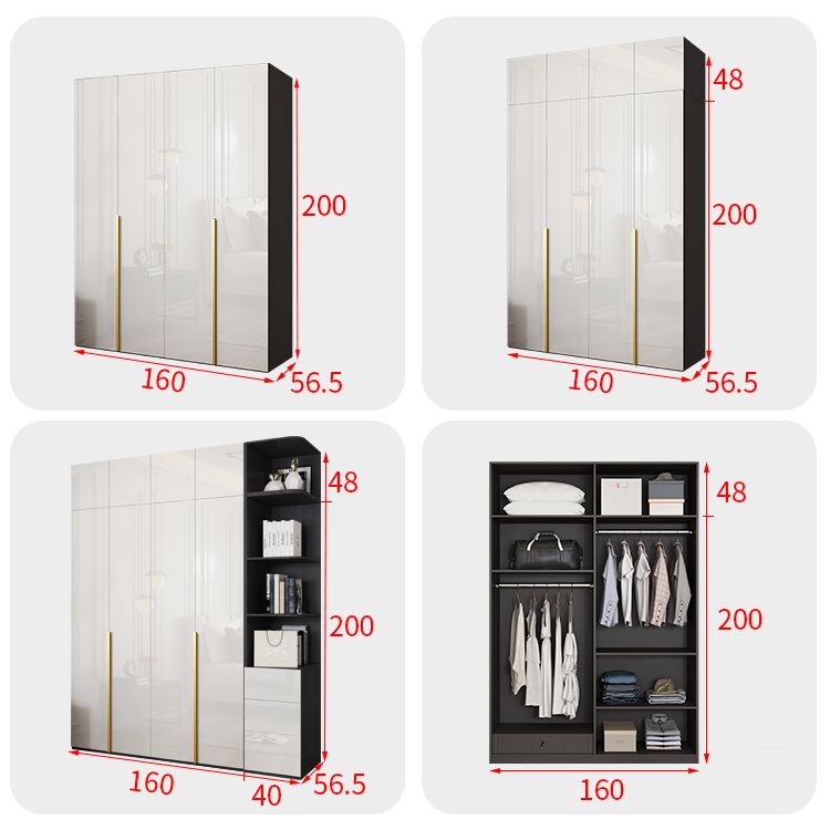 Engineered Wood Wardrobe Cabinet Hinged Modern Wardrobe Armoire