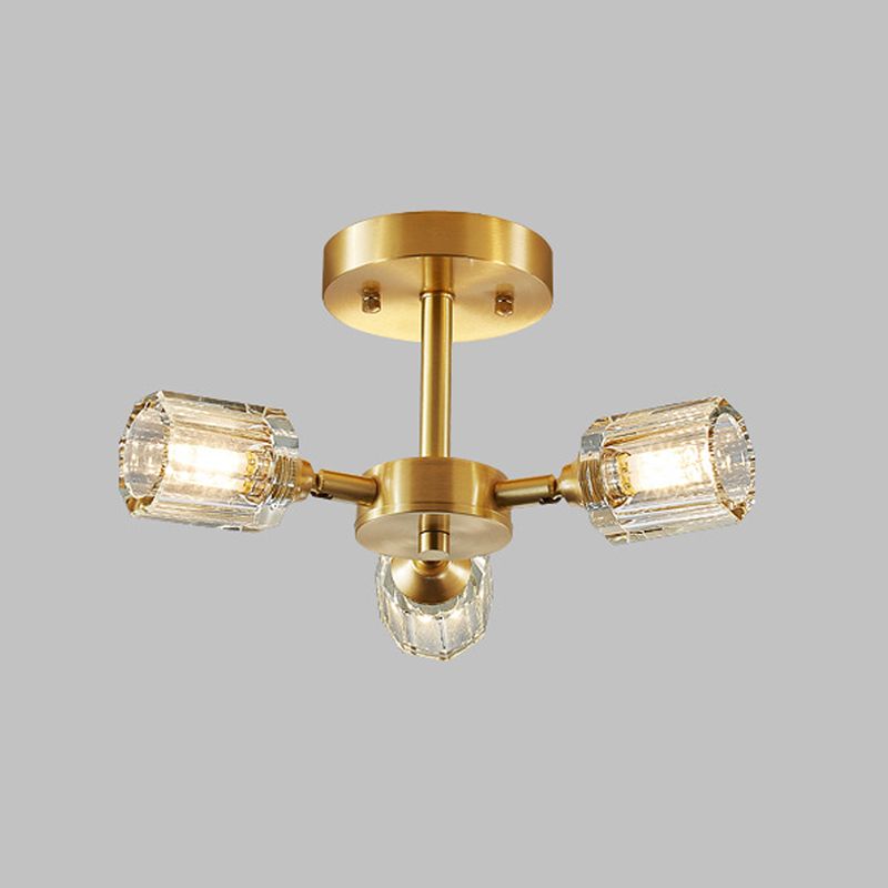 3/4/5/6-Light Modernism Golden Flush Mount Lighting Crystal Shaded Ceiling Light