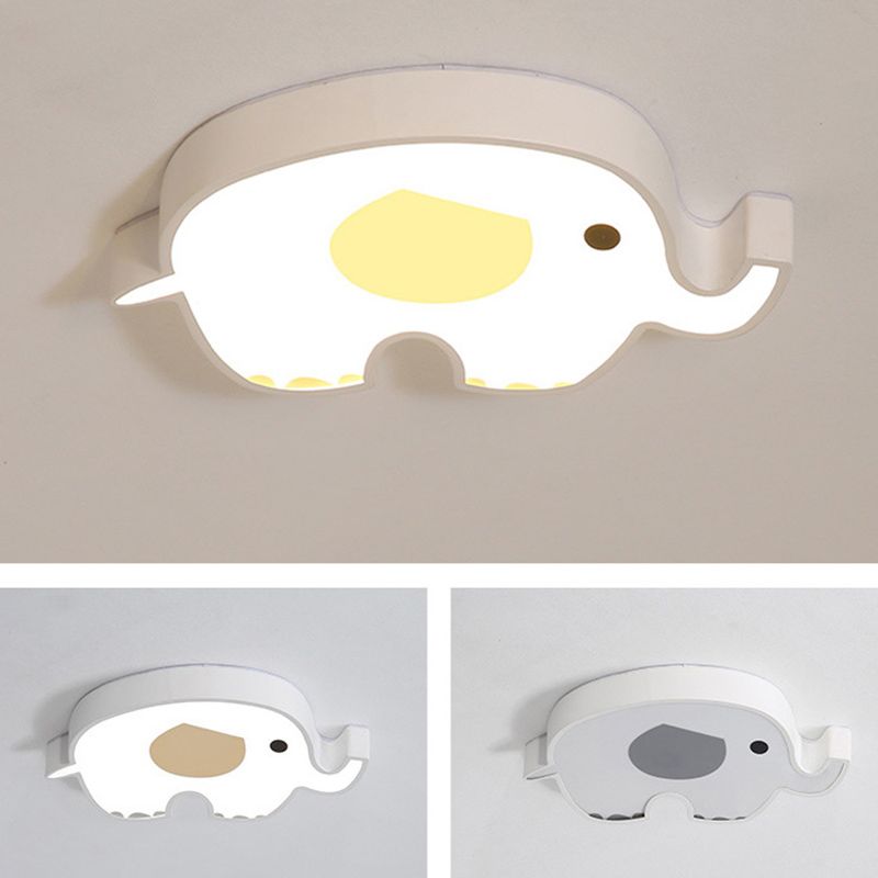 Cartoon Animals Led Metal Flush Light White Children Room LED Flush Massimale Lampada con Lampshade Acrilico