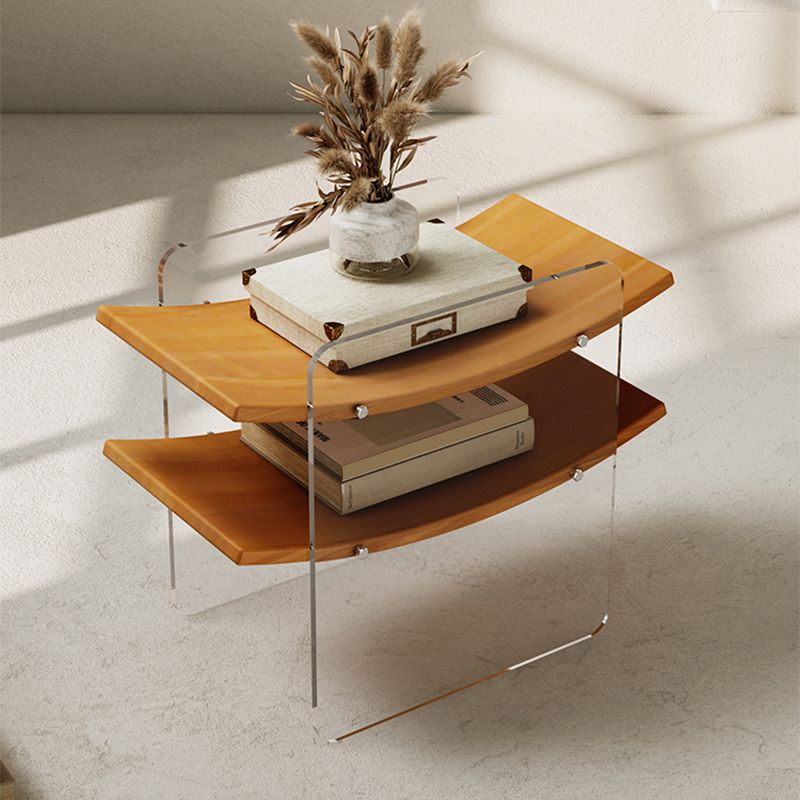 19.29" Tall Solid Wood End Table Natural Sled Accent Side Table