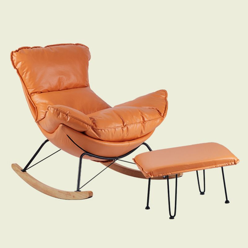 Contemporary Rocking Chair Fabric Upholstered Tufted Wing Chair Back Baby Rocking Chair