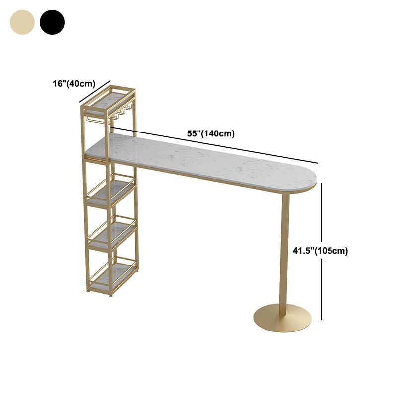 Faux Marble Bar Table Set Glam Style 1/2/3 Pieces Counter Table for Indoor