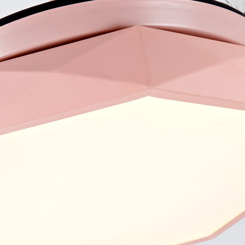 Ventilador de colgante geométrico de macarrón Lámpara acrílica de acrílico Lámpara de semi rascilla de dormitorio