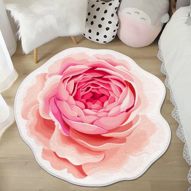 Light Green Flower Carpet Polyester Casual Carpet Washable Carpet for Living Room