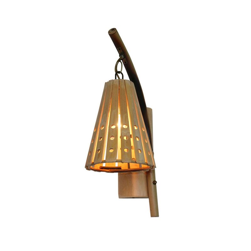 Applexion en bois effilée japonais 1 têtes beige mural luminaire mural pour le restaurant