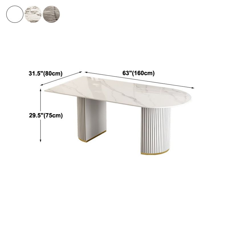 Contemporary Double Pedestal Dining Table Stone Dining Room Furniture