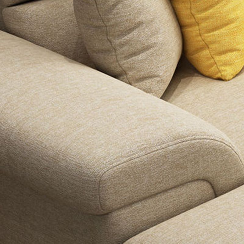 Blue L-Shape Sectional with Pillow Top Arm and Pillows Back for Four People