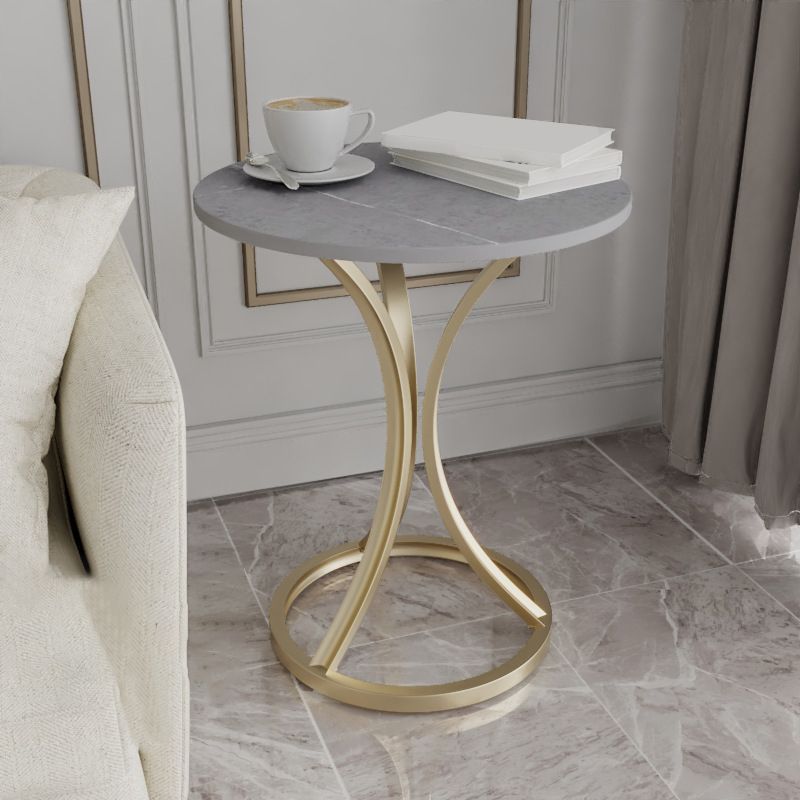 Modern Slate Round Side End Table Frame Base Type Sofa Table