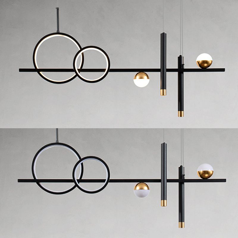 Linear LED Island Lighting in Contemporary Metal 6-Light Pendant Lights for Kitchen