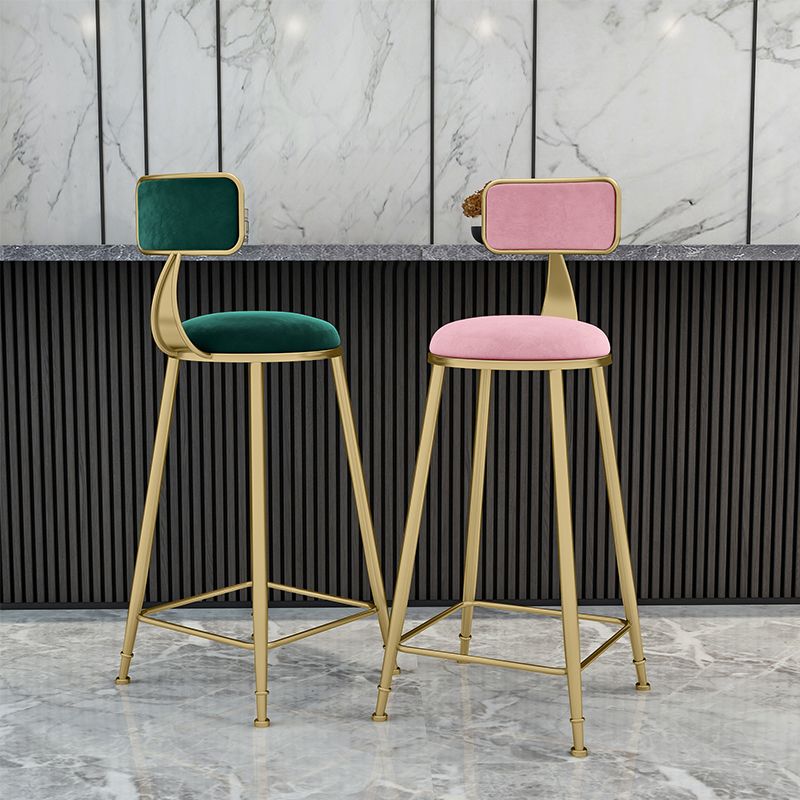 Scandinavian Armless Metal Frame Bar Stool Low Back Upholstered Bar Stool