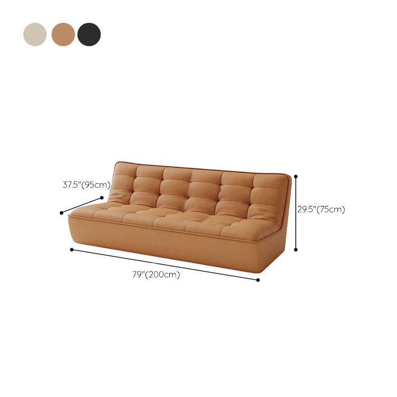 Armless Faux Leather Sofa Mid Century Modern Tufted Back Sofa