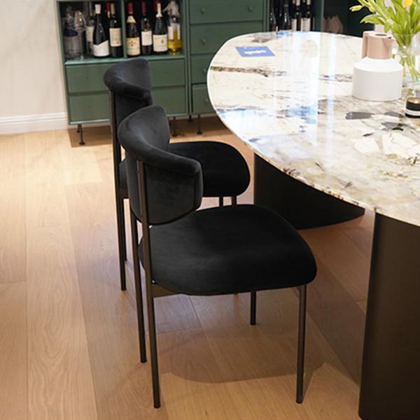 Black Iron Frame Dining Chairs Modern Armless Open Back Dining Side Chair