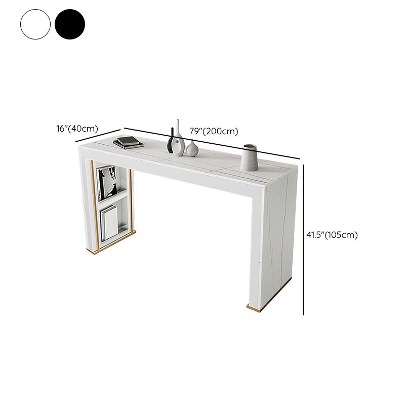 Modern Rectangle Bar Pub Table Set 1/3 Pcs Stone Top Bar Table and Upholstered Stools