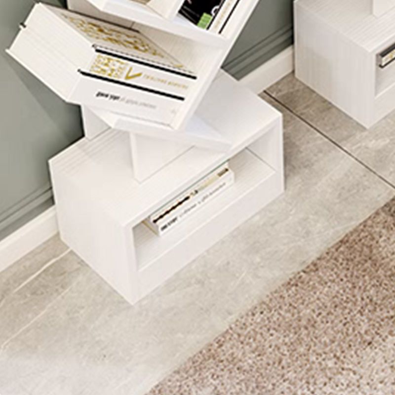 Modern Wood Bookshelf Geometric Closed Back Bookcase in Burnish