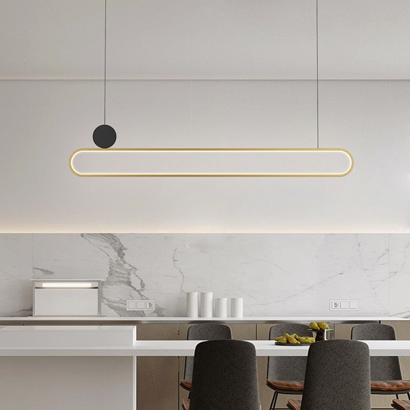 Luces de isla ovalada Modernismo Luz de la isla metal en oro para el comedor