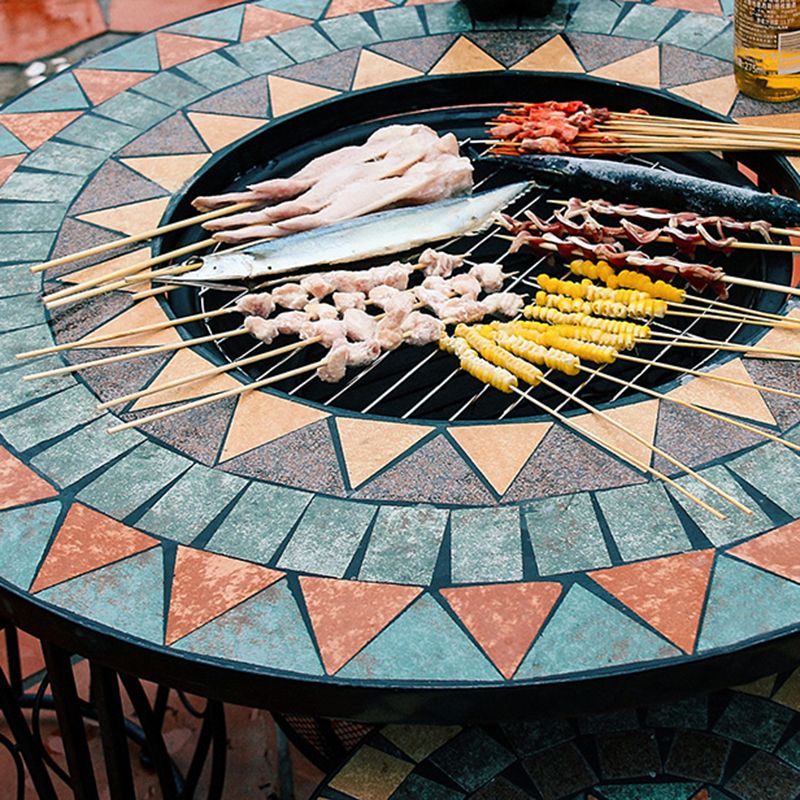 Boho Style Dining Set Round Ceramic Tile 1/3/5 Pieces Dining Set