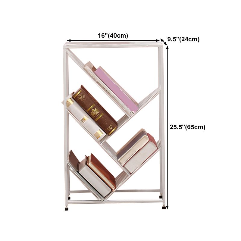 Modern Style Metal Bookcase White Open Bookshelf for Living Room