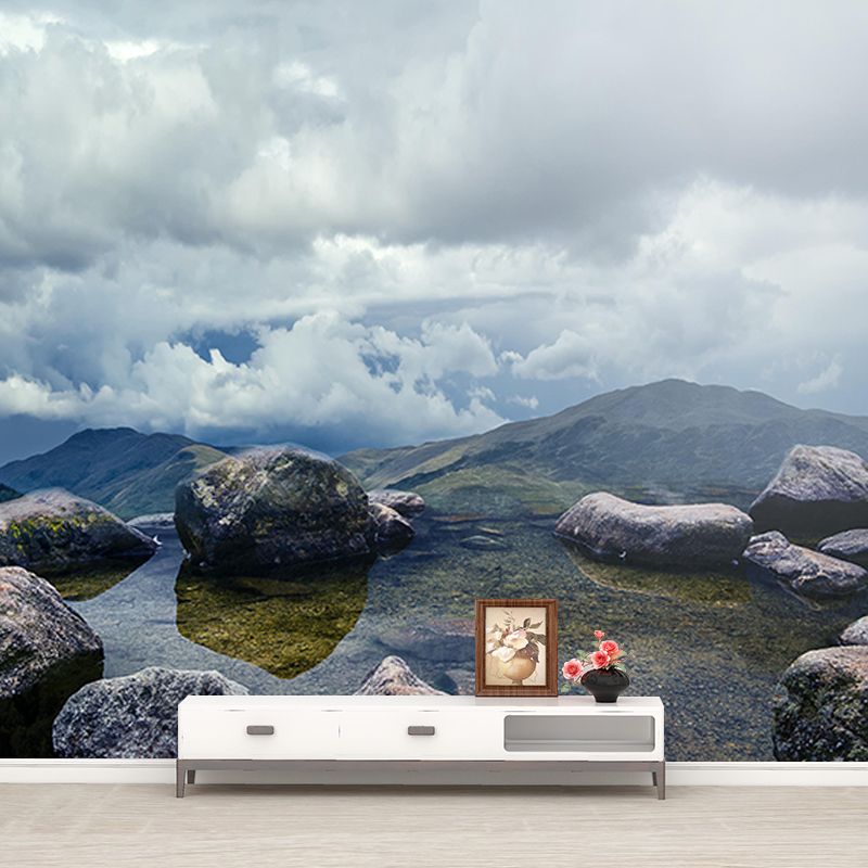Cloud Print Contemporary Mildew Resistant Sky Mural Living Room Wall Mural