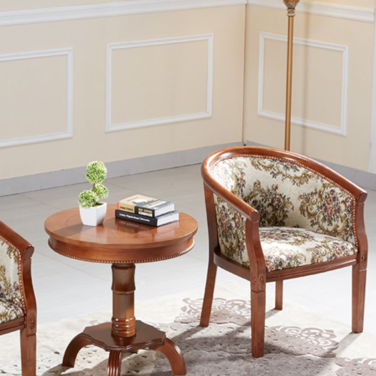 Fabric Arm Chairs Traditional Kitchen Dining Chair with Wood Legs