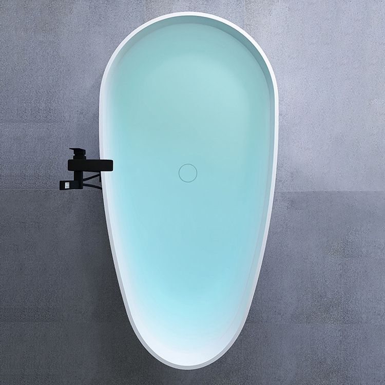 Soaking Stand Alone Tub with Drain Bathroom White Stone Bathtub