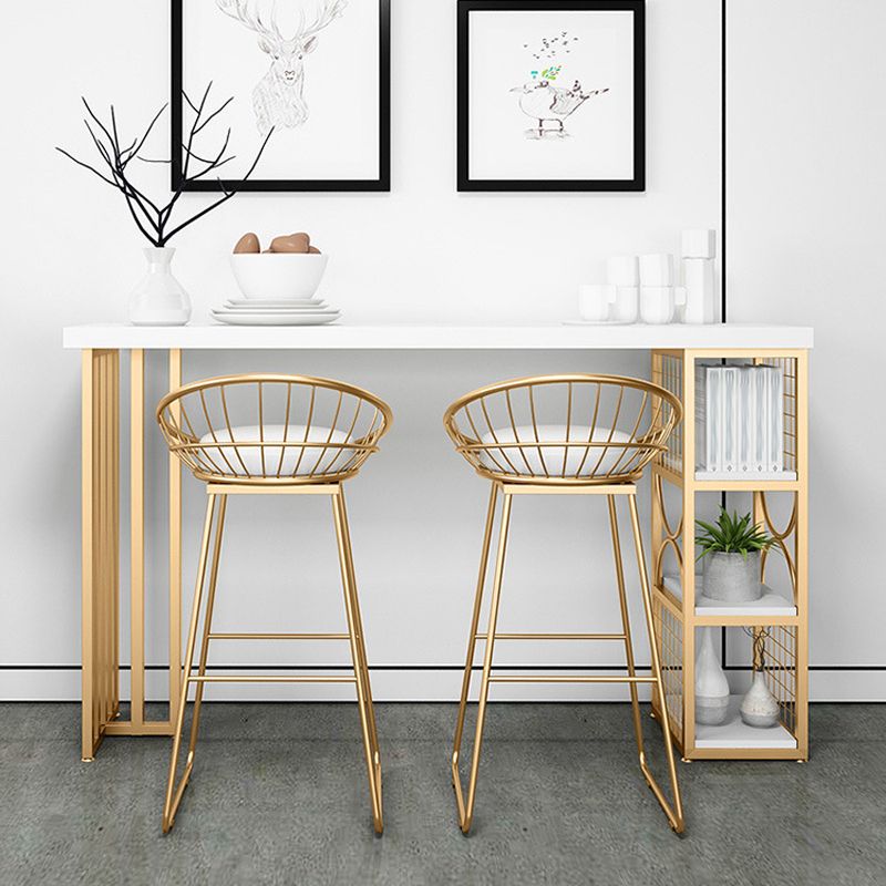 Glam 1/2/3/5 Pieces Bar Table Set Rectangle Bar Table with Metal High Stools for Kitchen