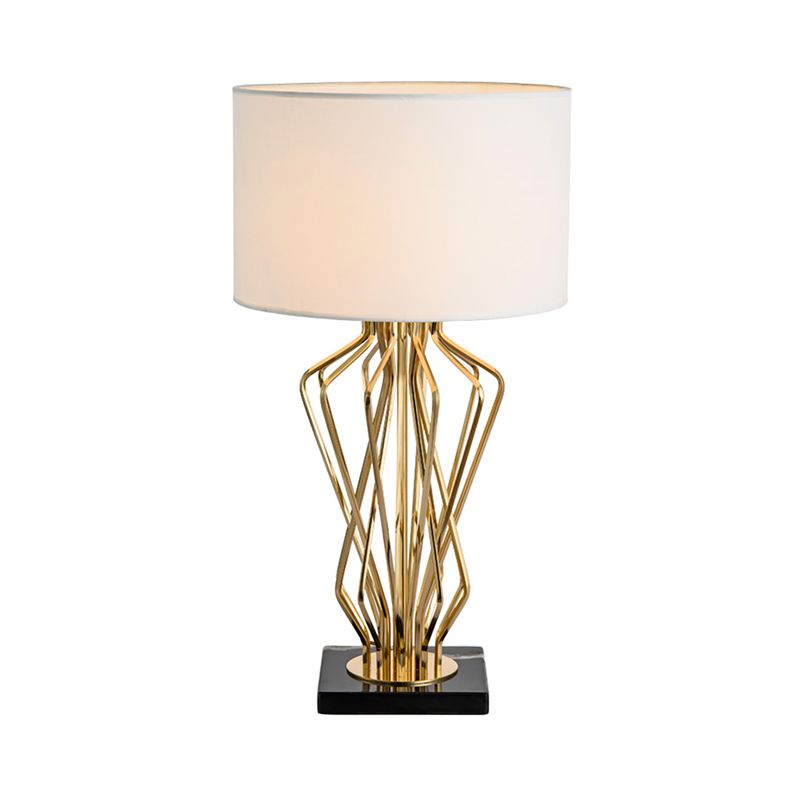 1 Lampen Nachttisch Helles Moderne weiße Nachttischlampe mit zylindrischem Stoffton