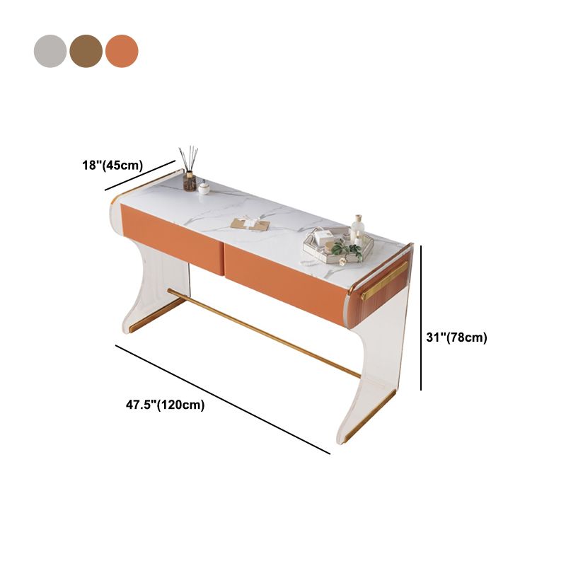 Glam Double Drawers Vanity Set Marble Make-up Vanity for Bedroom