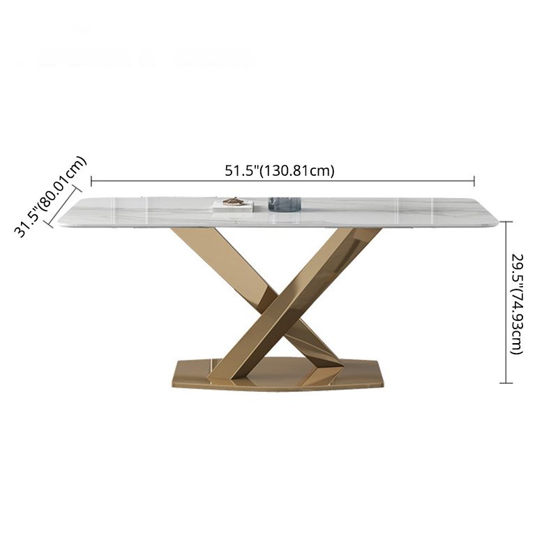 Modern Sintered Stone Dining Room Set with Rectangle Table and Gold LegsDining Table Furniture