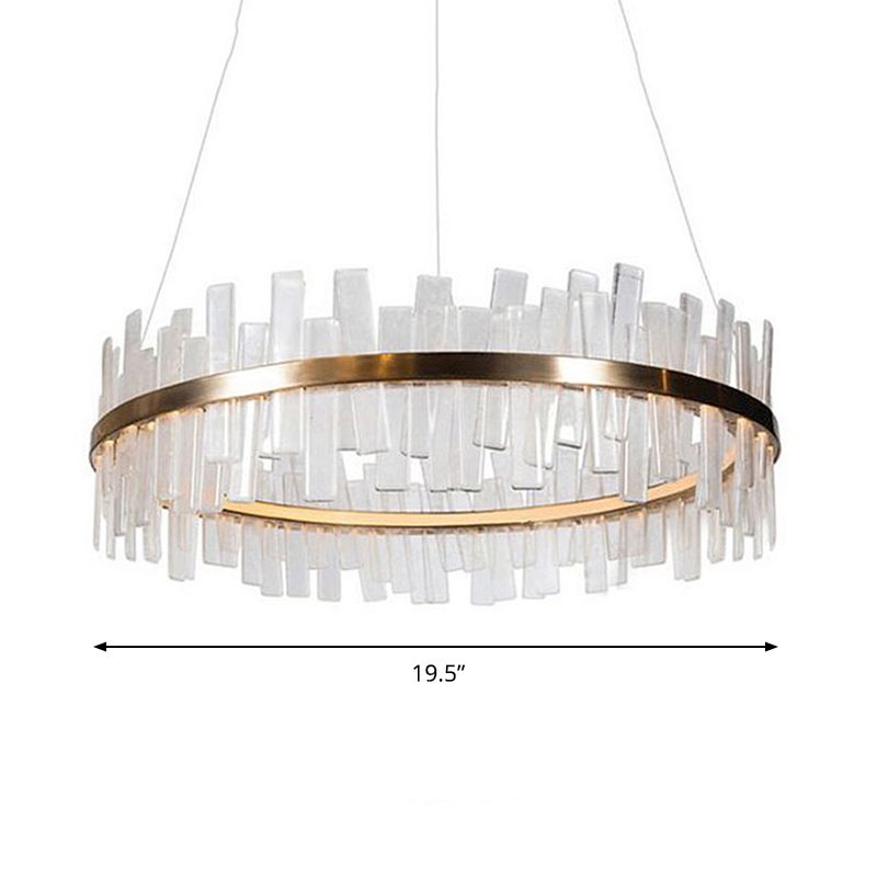 1/2 Lights Living Room Chandelier Lighting with Drum Crystal Shade Post Modern Gold LED Suspension Pendant