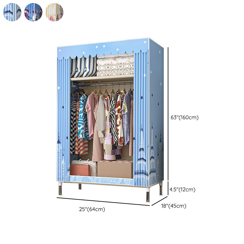 Contemporary Wardrobe Closet with Legs Steel Wardrobe Armoire