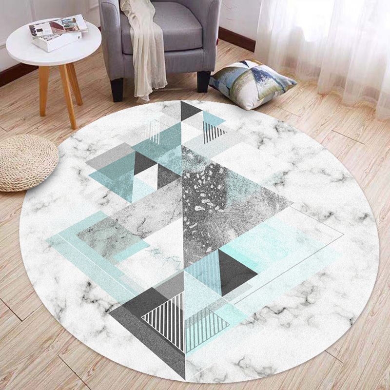 Comfort Bedroom Rug Multi Colored Geo Printed Indoor Rug Polyster Non-Slip Washable Area Carpet