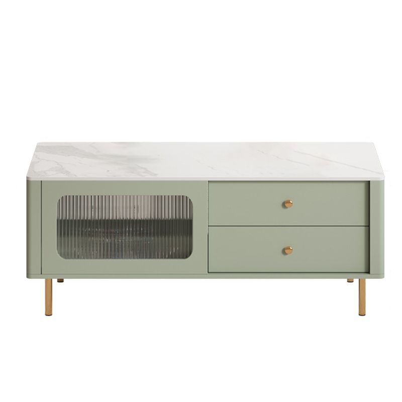 Glam Coffee Table 4 Legs Single Coffee Table with Storage Drawers