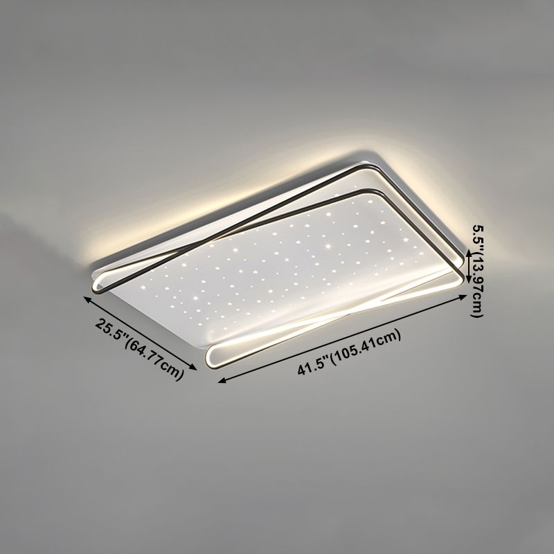 Geometry Shape LED Ceiling Lamp Modern Aluminum 2 Lights Flush Mount for Living Room