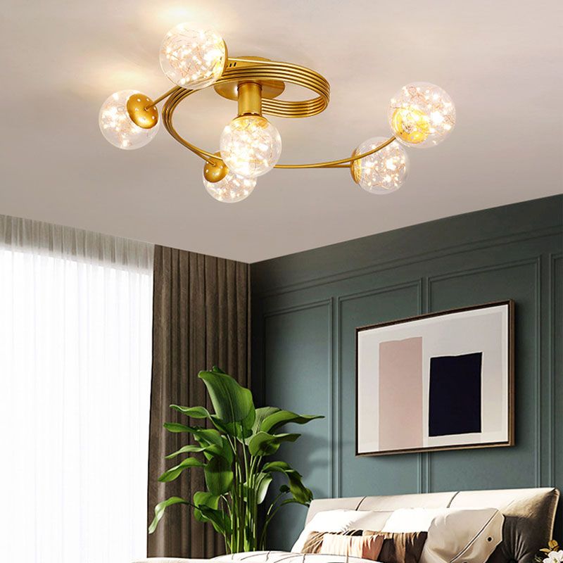 Plafonnier encastré à abat-jour rond multi-lumières de style moderne