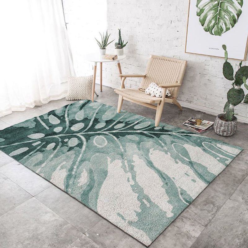 Nordic Bedroom Rug Multi Colored Plant Printed Area Rug Polypropylene Pet Friendly Stain-Resistant Carpet