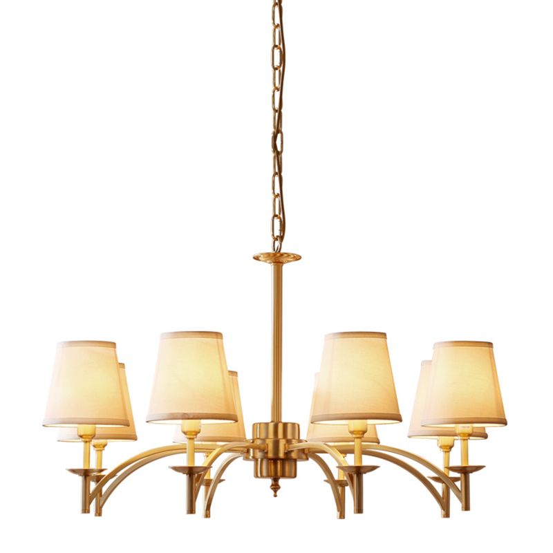 Multi-Head Chandelier Lighting Fixtures Traditional Barrel Suspension Lamp with White Fabric Shade