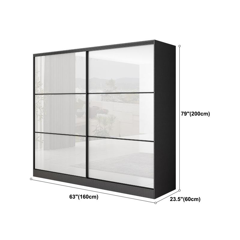White and Black Wardrobe Armoire Engineered Wood Wardrobe Closet