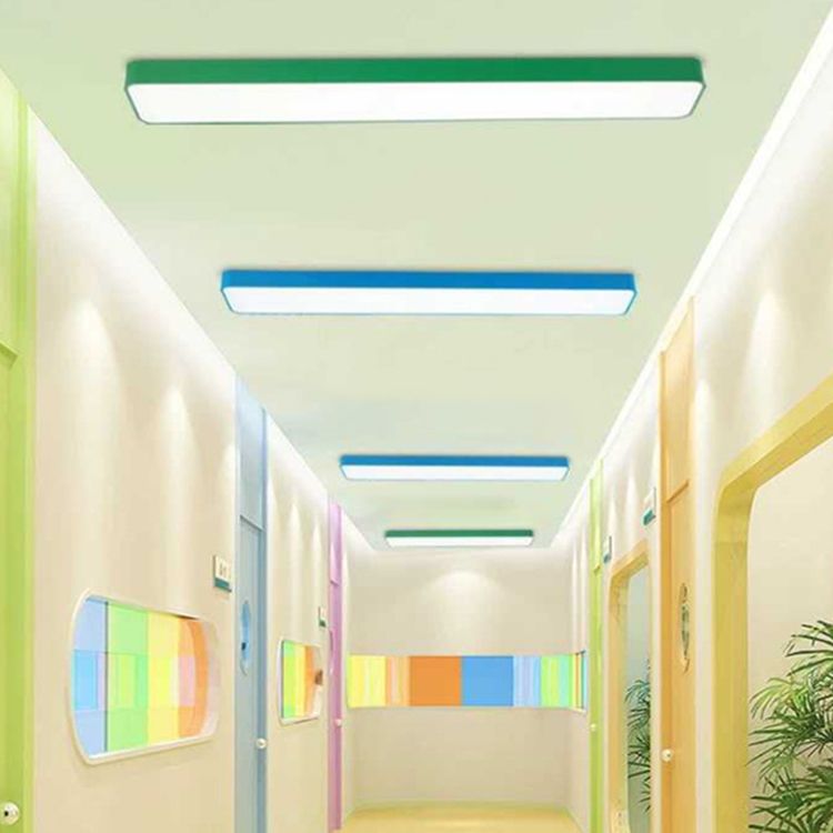 Plafonnier LED de forme rectangulaire en fer moderne, 1 lumière, encastré pour chambre d'enfant