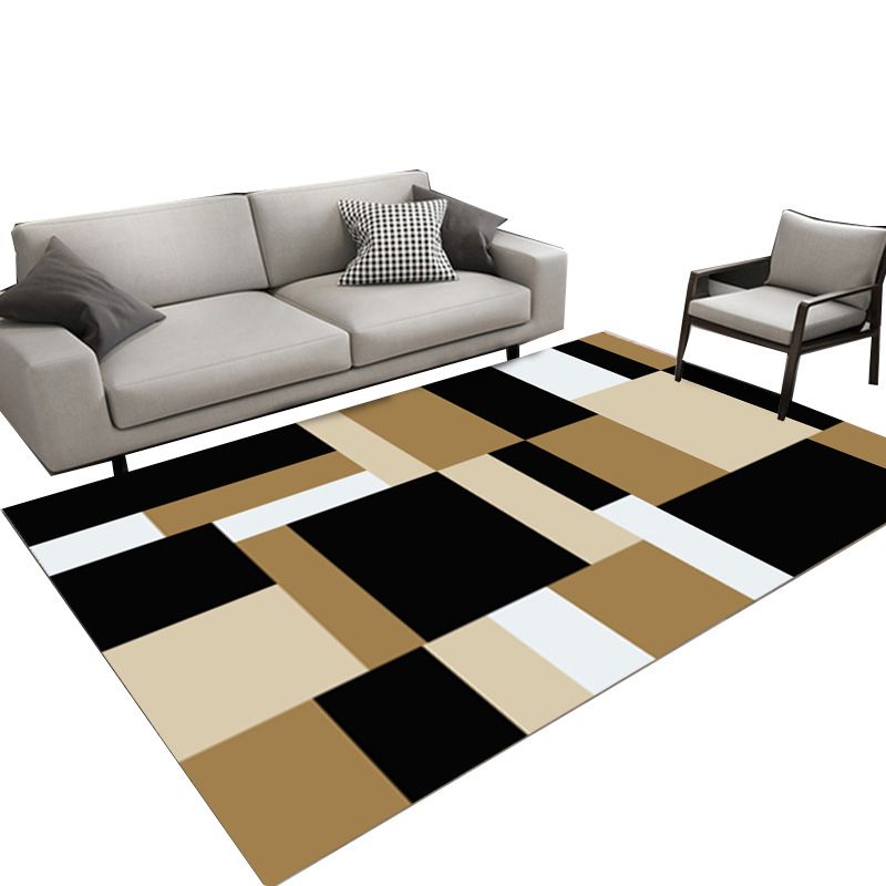 Blue Modern Area Rug Geometric Pattern Polyester Area Carpet Easy Care Washable Rug for Home Decor
