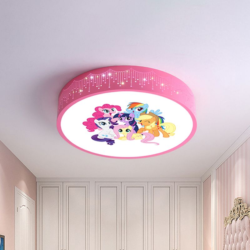 Lámparas LED incrustadas de dibujos animados, lámpara de techo con patrón de Unicornio rosa / azul, con pantalla de acrílico
